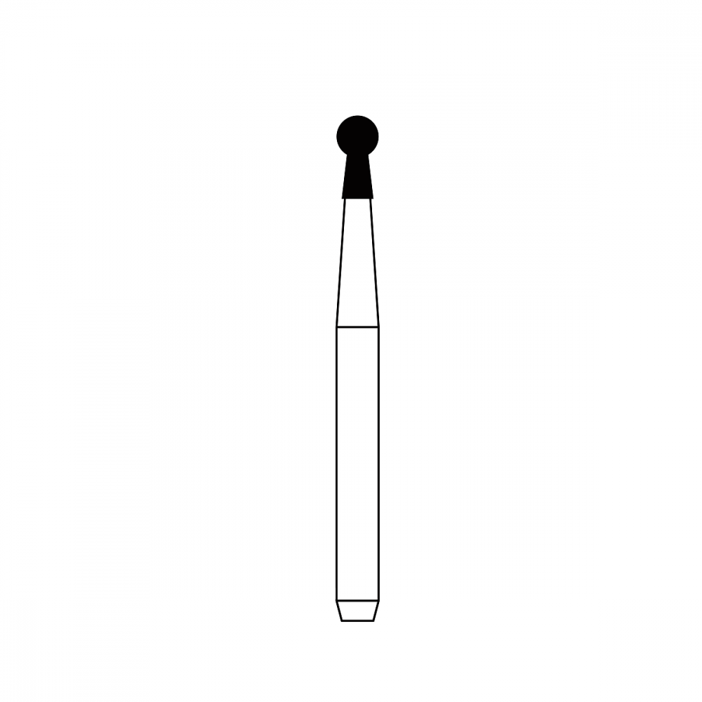 Diamond Bur FG - 1025 бор стоматологический алмазный MICRODONT для турбинного наконечника, форма круглая (сферическая) с буртиком, стандартный