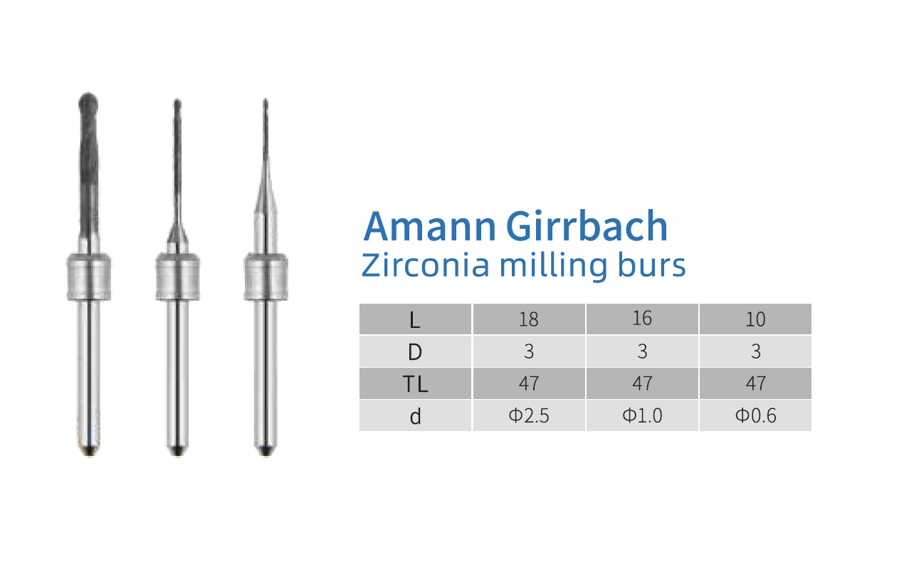 Фреза для диоксида циркония Amann Girrbach (0.6 mm, L-10 mm, сферическая, цанга 3 мм)