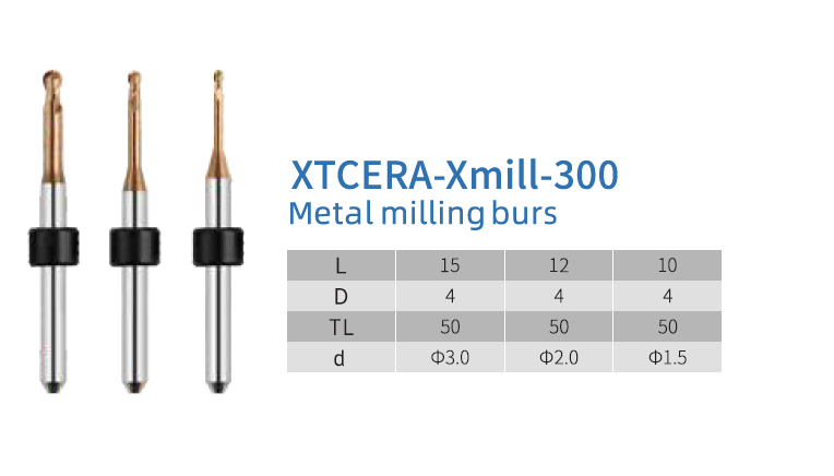 Фреза для обработки металла XTCERA X-MILL 300 (3.0 mm, L-15 mm, сферическая, цанга 4 мм)